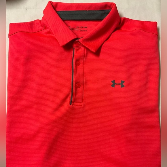 Under Armour Other - Under Armour HeatGear Polo Shirt Men’s 2XL Red Loose Fit Golf Performance